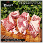 Beef CHUCK Wagyu Tokusen marbling 4-5 aged frozen DICED DADU SAIKORO rendang cuts 4cm 1.5" (price/pack 600g 8-9pcs)